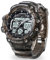 PINIDOUS Digitale Herren-Sportuhr, 7 Farben, LED-Licht, großes analoges Digitaldisplay, wasserdicht mit 3 Alarmen/Countdown/Stoppuhr/Dual-Time-Multifunktions-Armbanduhr, Transparent-Schwarz, Militär