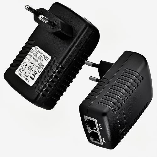 POE Injector 15V 1A POE Injector Adapter 15W RJ45 dual network port PoE Injector Adapter Stromversorgung Ethernet Adapter EU Stecker (15V 1A)