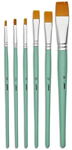 Pinceau Pebeo - 6 brosses Plates en Polyamide doré