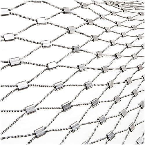 POCHY 304 Edelstahl-Seilnetz, Balkonnetz Katzennetz Bissfest Reißfest Metallgeflecht Maschendrahtzaun Anti-Fall Schutznetz (Color : 10cm mesh, Size : 3x7m/9.8x23ft)