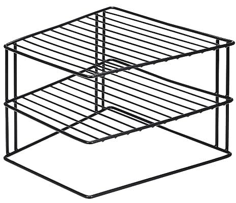 Greenfields 3 Tier Corner Kitchen Plate Rack, Tidy Cupboard Shelf Insert Organiser and Space Saver Unit - Premium Quality great for organising plates and saving cupboard space (Black)