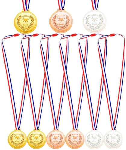 VIEVRE Medaillen Kindergeburtstag, Gold Silber Bronze Medaillen, Medaille, Medaillen Kinder für Kinder Medaillen Geburtstag Spiele Sports Wettbewerbe Party(9 Stück)