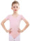 Monbessi Ballettanzug Mädchen Kurzarm - (Gr.100-150) - Tanzbody Gymnastikanzug, Baumwolle Ballettbody Kinder Ballett Trikot (130, Rosa)