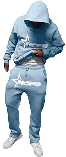 Generisch NOFS Herren Trainingsanzug Buchstaben Druck Lose Hoodies und Jogginghosen Hip Hop Streetwear Unisex Frauen Pullover Lässig Oberteile und Sporthosen 2 Stück Anzug Y2K