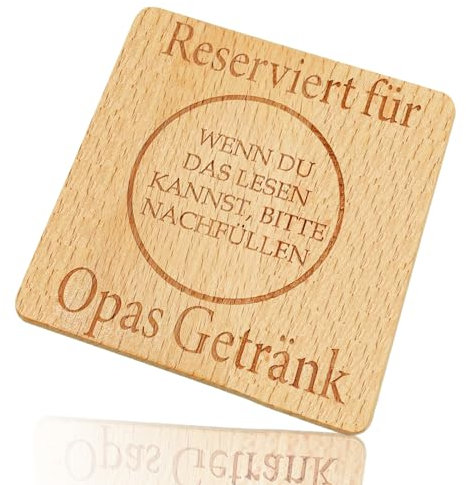 Suguru Untersetzer aus Holz-Reserviert für Opas Getränk | Rutschfester Hitzebeständiger Waschbarer Untersetzer | Lustige Untersetzer für Getränke,Bar,Tassen,Gläser | Geschenk Muttertag Vatertag (Opas)