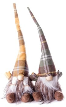 BIANCHERIAWEB Paar Türstopper Zwerge, dekorativ, für ihn und Sie Zaun, 46 cm, schottisches Muster