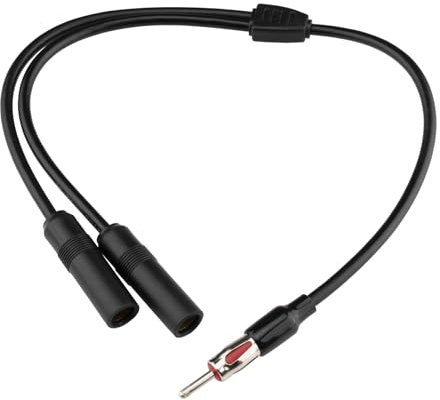 BOOBRIE Universal Radio Antenna Cable 40CM 2 Female to 1 Male DIN Car Radio Y Antenna Adapter Plug Cable Car Antenna Audio Car Antenna Stereo Radio Converter Splitter Cable