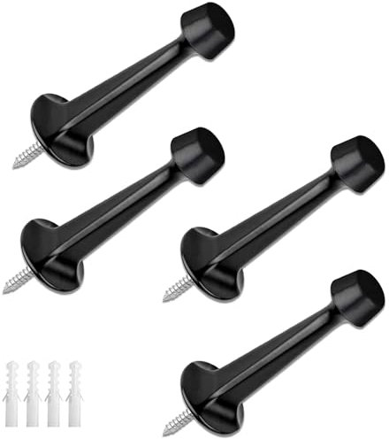 Rubber Door Stop Black Door Stopper, Made of Zinc Alloy with Sound Dampening Bumper Top for Walls & Door Protector (Black)