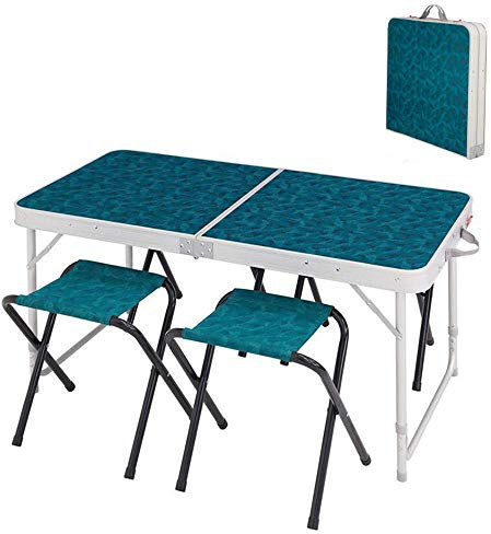 Klappbarer Picknicktisch für 4 Personen mit 4 Stühlen, höhenverstellbar, tragbar und leicht, für Outdoor, Camping, Picknick, Grillen, Party und Essen