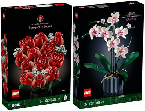 BRICKCOMPLETE Set di fiori LEGO 10328 e 10311 orchidea (2 pezzi, 12 anni - 99 anni, combinabile con altri set Botanik)
