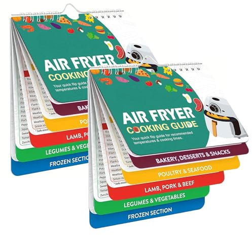 Air Fryer Cookbook, Air Fryer Cheat Sheet Magnets Cooking Guide Booklet with Food Cooking Times & Temperature, Air Fryer Cooking Guide for Beginners, Gift for Mom (2-Piece)
