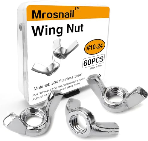 60PCS 10-24 Wing Nuts, 304 Stainless Steel Butterfly Nuts