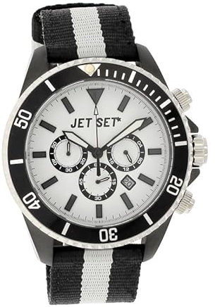 Jet Set J21203-19 Herren-Armbanduhr, Stoff, zweifarbig, Schwarz/Weiß, Riemen