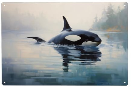 artboxONE Metall-Poster 20x30 cm Natur Orca-Gemälde von Künstler Peter_wey
