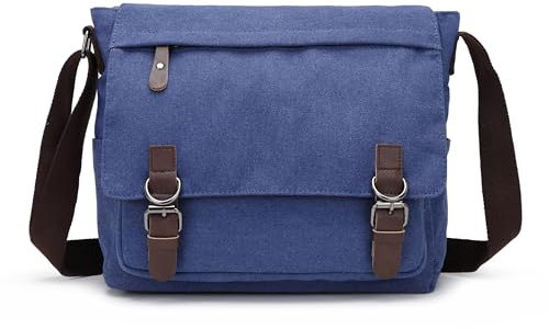 Sechunk Sac à bandoulière en toile et cuir pour ordinateur portable 13 pouces