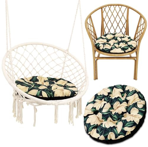 Hängesessel Kissen 60 cm Outdoor - Stuhlkissen Papasansessel Sitzkissen Gartenmöbel Polster Hängekorb Sitzpolster dicke Sitzauflagen für Rattanmöbel und Gartenstuhl rund Blumen 5 Farbton B