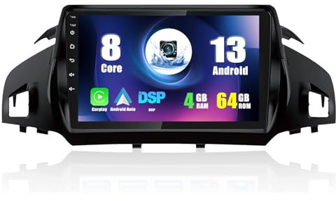 4G+64G 8Core CAMECHO Android 13 Radio de Coche para Ford Kuga/Escape 2013-2019 con GPS Carplay Android Auto,Radio 2 Din con Pantalla de 9 Pulgadas con Bluetooth RDS 32EQ DSP Mirror Link+Cámara Trasera