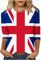 Union Jack Tops for Women 3/4 Sleeve Vintage UK Flag T-Shirts Womnes Classic Fit Great Britain Tunic Blouses Round Neck British Flag Ladies Tops S-3XL