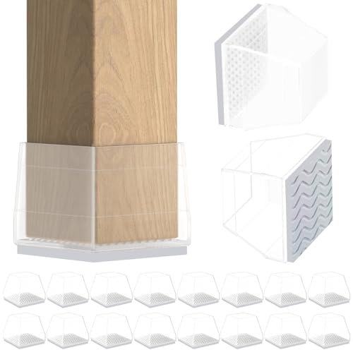 Lot de 16 dessous de verre antidérapants transparents pour pieds de meubles, patins en caoutchouc de 3,8 cm, protecteurs de sol antidérapants pour canapé, lit, piano, table et chaise