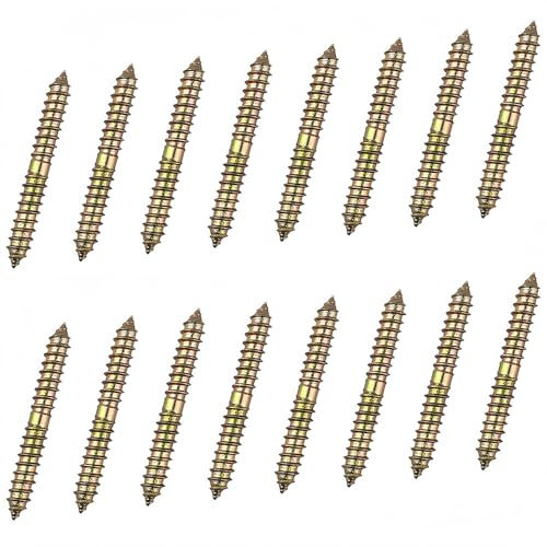 30PCS Double Ended Screws 6 * 60mm Double Head Self Tapping Screws Metal Dowel Screws Hanger Threaded Bolts for Wood Connecting Furniture Fixing Dowel