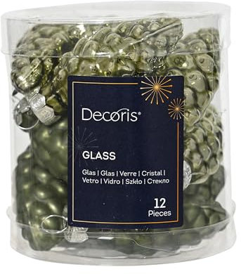 Christbaumschmuck Zapfen 6cm Glas 12 Stück - matt & glänzend - Glaszapfen Christbaumkugeln Weihnachtsbaumkugeln Weihnachten - Weihnachtsbaumschmuck - Rosmarin
