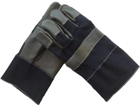 HAODAGE Arbeitshandschuhe mit Baumwollfutter, Hitzebeständige Kochhandschuhe, Weiche, Belüftete Schweißerhandschuhe für Metallschmelzen, Schmieden