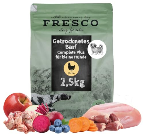 FRESCO Dog TrockenBarf für Hunde Huhn 2,5kg | 100% frisch | Barf Complete | Für kleine Hunde | Getreidefrei & zuckerfrei | 80% Frischfleisch | BARF Hundefutter trocken ohne künstliche Zusätze