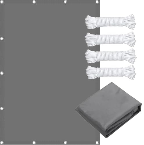 Cache Balcon Brise Vue 2.1 x 8 m Intempéries Anti-UV, Rouille, Protection Solaire Résistante, Anti-Âge Piscine Filet Anti Feuille avec 4 Corde Libre pour Terrasse Camping, Gris Clair