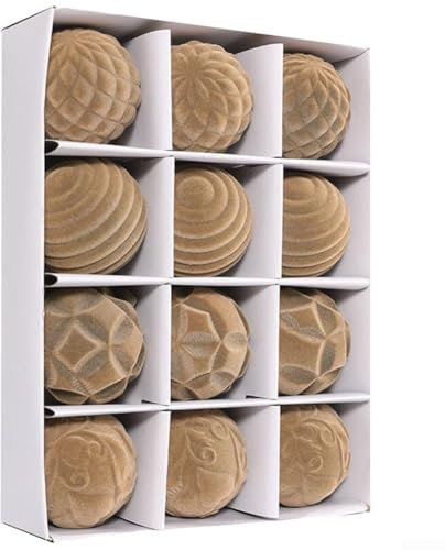 12 Stück dekorative Weihnachtskugeln, hängende Dekorationen für Weihnachtsbaum, Samtkugeln, für Zuhause, Büro, Party, Urlaub, Dekoration (braun)