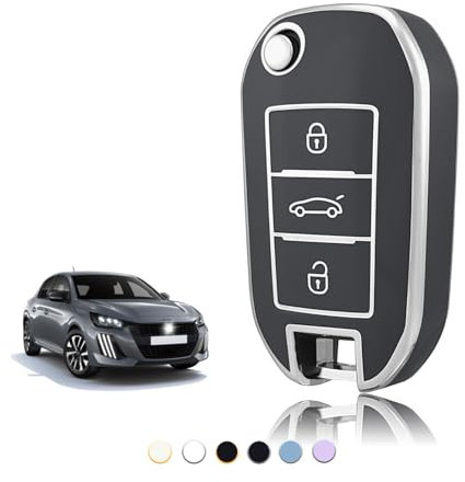 TOOMUME Coque Clé TPU, Etui Clé Étui Clé Adapté pour Peugeot 208 308 508 2008 3008 Rifter Citroen C3 C4 Cactus Berlingo Picasso Xsara Jumpy, Couvre Clef Cache Cle Voiture Telécommande - Flip Key