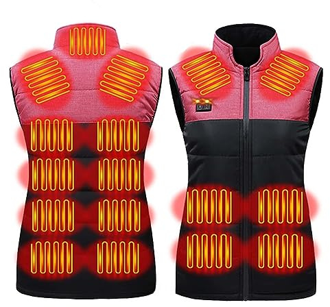 RLEHJN Beheizbare Weste Damen Heizweste Herren Beheizte Jacke Winter Heizjacke Wärmeweste mit 8/9/11/13/15/17 Heizzone, Beheizte Weste Casual Beheizbare Jacke Leicht Heated Vest für Camping Wandern
