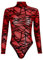 ABEHIK Durchsichtiges Oberteil Damen Sexy Rave Body f�r Musikfestival Hochgeschlossener Disco Party Outfit Pole Dance Nezt Blusebody T-Shirt rot XS
