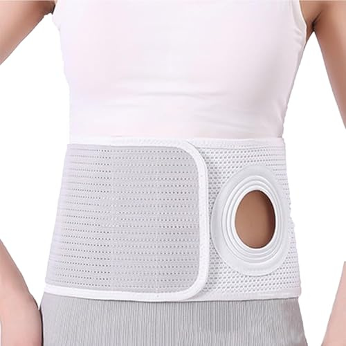Peritonealdialyse-Leitungsgürtel, Verstellbare, Atmungsaktive Bauch-Rückenstütze, Unisex-Stoma-Stütze Mit Stoma-Öffnung Für Kolostomiebeutel Zur Vorbeugung Von Parastomalen Hernien(XXL)
