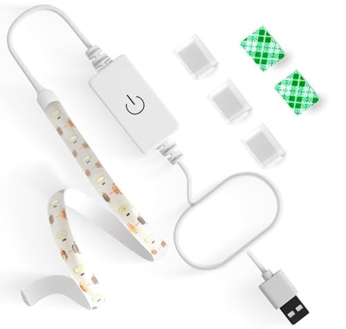 Aurevita Bande lumineuse pour machine à coudre, bande LED de 0,3 m, câble d'alimentation USB de 1,7 m 5 V, kit d'éclairage blanc froid avec variateur tactile, intérieur