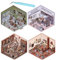 Kabwea Kreative 3D Hausaufkleber Set Mit 4 Motiven, Hochwertige Cartoon Miniaturwelt Aufkleber, Perfekt Für DIY Und Stimmungsaufhellung (B)