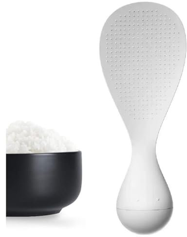 New Creative Tumbler Anti-Stick Rice Spoon, Tumbler rice spoon can stand upright, non stick rice spoon, kitchen Tumbler rice spoon Standable and Easy to Clean Heat Resistant Plastic Spoon (White)