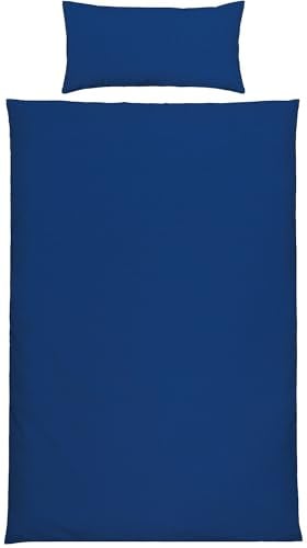 Erwin Müller Bettwäsche Edel-Seersucker Uni Serie Wertingen - für die warme Jahreszeit, temperaturausgleichend, pflegeleicht, mit Reißverschluss - Marine Größe 40x80 cm / 155x220 cm
