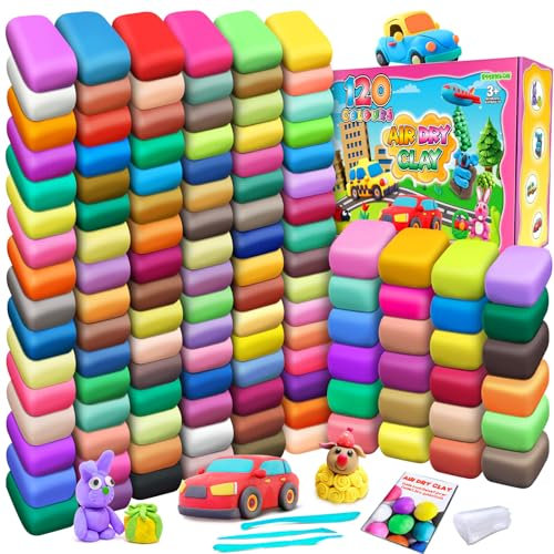 essenson Modelliermasse-Set - 120 Farben Lufttrocknende magische Knete für Kinder, Geschenk für Jungen und Mädchen im Alter von 3-12 Jahren