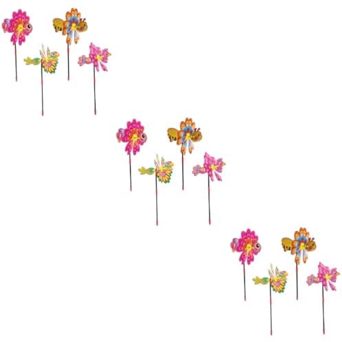 Sosoport 2 Sätze Dekorative Windmühle Anlage Solar- Im Freien Spinner Frosch Für Kinderspielzeug Windmühle Windräder Cartoon-Bienen-windspiele Plastik 4 Stück * 2