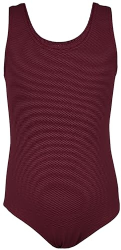 Aquarti Mädchen Badeanzug mit Ringerrücken – Sport Badeanzug Mädchen, Chlorresistent, Farbe: Jacquard Punkte Rot Braun, Größe: 152