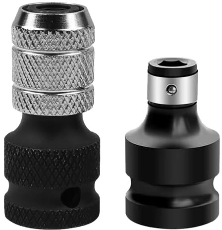 QZKJQDD Schlagschrauber-Adapter 1/2 Zoll auf 1/4 Zoll Bit mit Sechskantbuchse für Schlagratschenschlüssel und Schraubendreher (2 Stück)