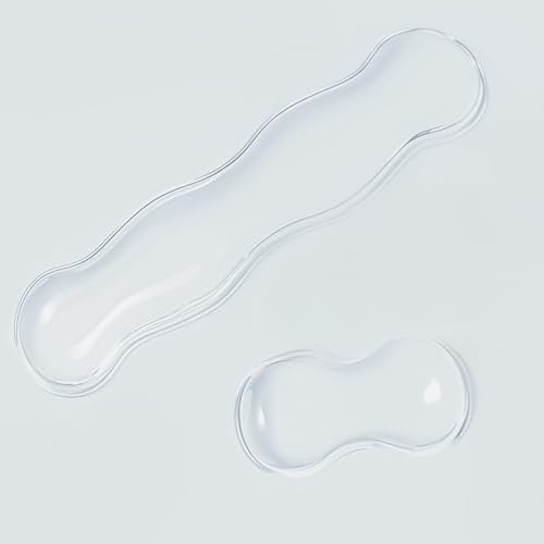 Clear Gel Wrist Rest for Keyboard and Mouse,White Silicone Wrist Support and Arm Support Keyboard Rest for Keyboard and Mouse Typing Pain Relief,Suitable for Office/Computer/Laptop/Gaming 2 Piece