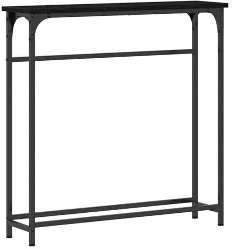 vidaXL Table Console avec étagère Chêne Noir 75 x 19,5 x 75 cm, Table Console de Salon, Meuble rectangulaire Industriel, Accent Moderne, Rangement Gain de Place
