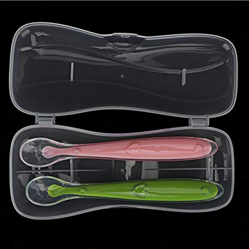 Bebé Cuchara de Silicona con Punta Suave, Disipación de Calor Rápido para Bebés durante 4 Meses, con Caja, Cuchara para Bebés de Silicona de Calidad Alimentaria Viajes y