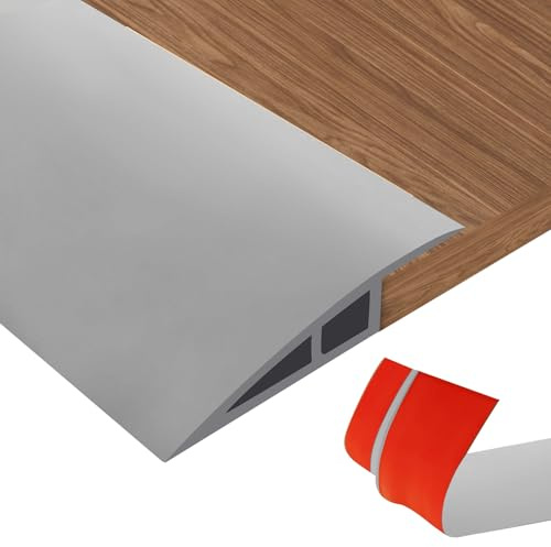 PVC Türschwellen Leiste, Übergangsprofil Selbstklebend Höhenausgleich von 5–10mm, Übergangsleiste Boden zum Verbinden von Bodenfugen und Teppichschwellenübergang, Bodenfliesen 2M