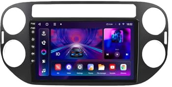 9 Android 15 Pantalla Táctil Radio 2 DIN Coche Pantalla para VW Volkswagen Tiguan 1 NF 2006-2016 con Enlace Espejo/GPS/FM/BT/Ventilador de refrigeración/Reproductor Multimedia(4+64G)