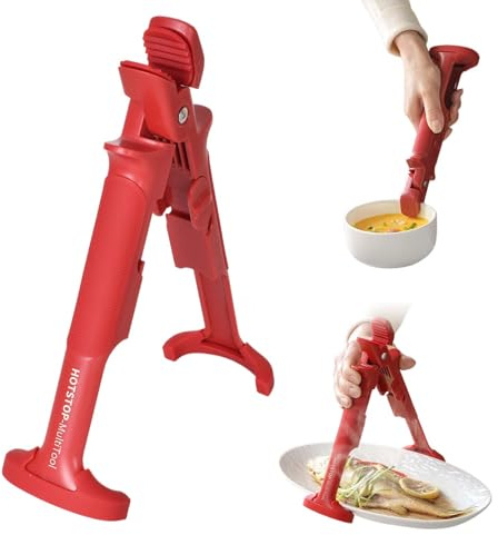 Multi-Purpose Anti-Scald Bowl Holder Clip, Thickened Hot Plate Gripper, Anti Scald Bowl Holder Clip, Silicone Non-Slip Heat Insulation Anti-Scald Clip for Bowl, Pan, Plates, Air Fryer (Red)
