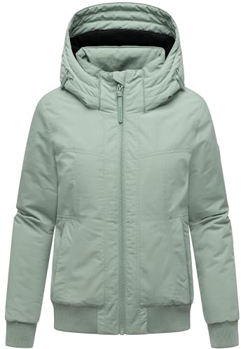 MARIKOO Damen warme Winterjacke Outdoorjacke mit Rippstrick-Details und großer Kapuze Mooni 16 XS-XXL