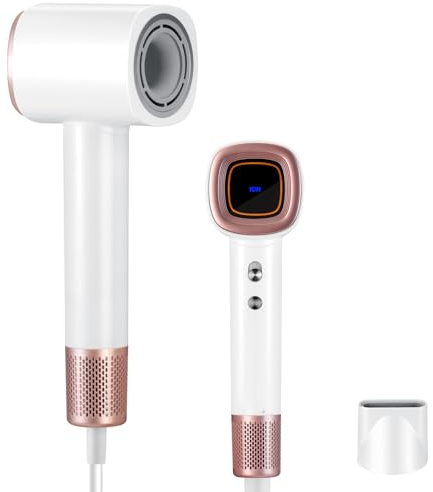 Cozary Haartrockner, 200 Million Negativ Ionen Fön, 110000 U/min Schnelltrocknen Hair Dryer, 59dB Geräuscharm Haarföhn für Zuhause, Reisen, 3 Temperatureinstellungen, 2-Gang
