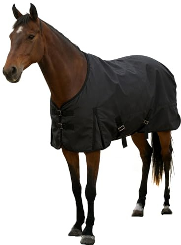 RXYNLL Regendecke Pferd 145 135 155 Outdoordecke Wasserdichte Decke, mit Innenfutter 1200D-schwarz-145cm